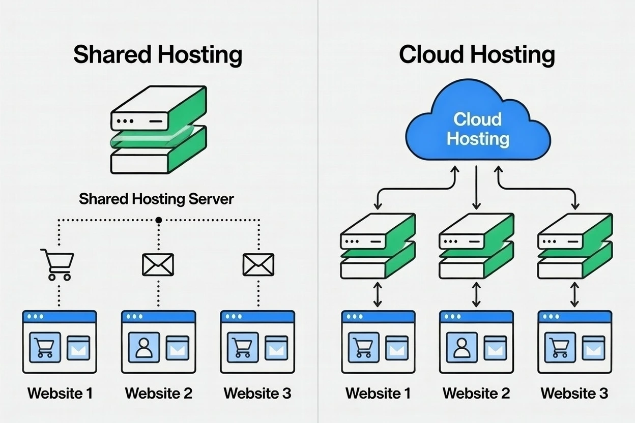 Choosing the Best Hosting for Your eCommerce Website in the UAE 1 Cloud vs Shared Hosting: Which Is Right for You? (2026 Comparison) | GoodHosters